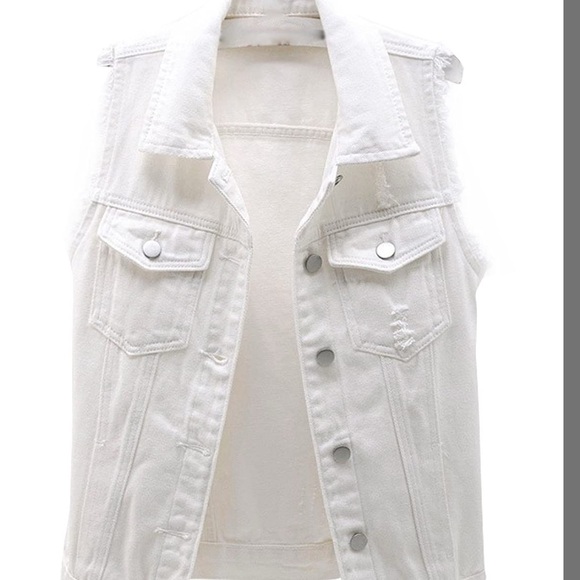 Women's White Casual Denim Waistcoat Large - Picture 1 of 1